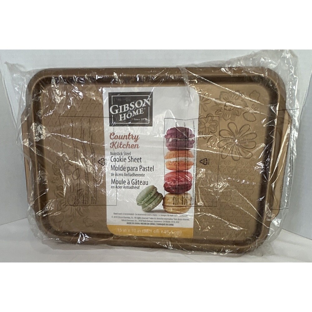 Gibson Home Country Kitchen Embossed Nonstick Steel Cookie Sheet 15x10 Copper - Picture 6 of 6